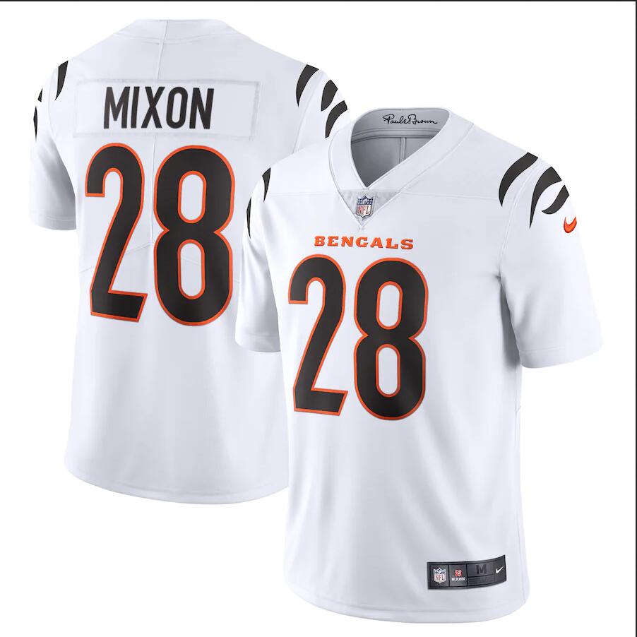 Men Cincinnati Bengals 28 Joe Mixon Nike White Vapor Limited NFL Jersey